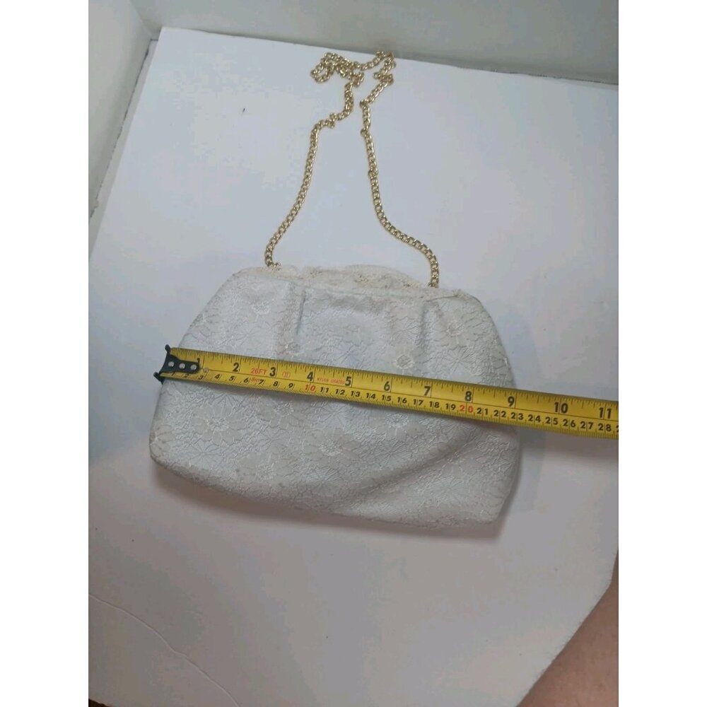 Pacific Connections White Lace Evening Gold Chain Bag Crosabody Purse - Picture 8 of 9